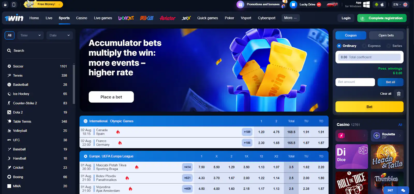 1win betting