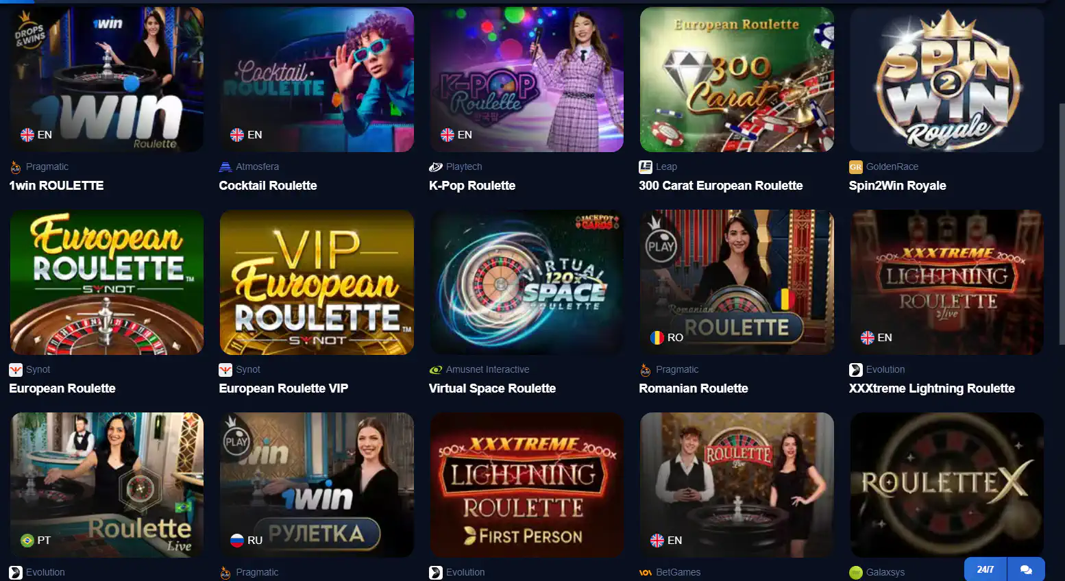 1win casino games